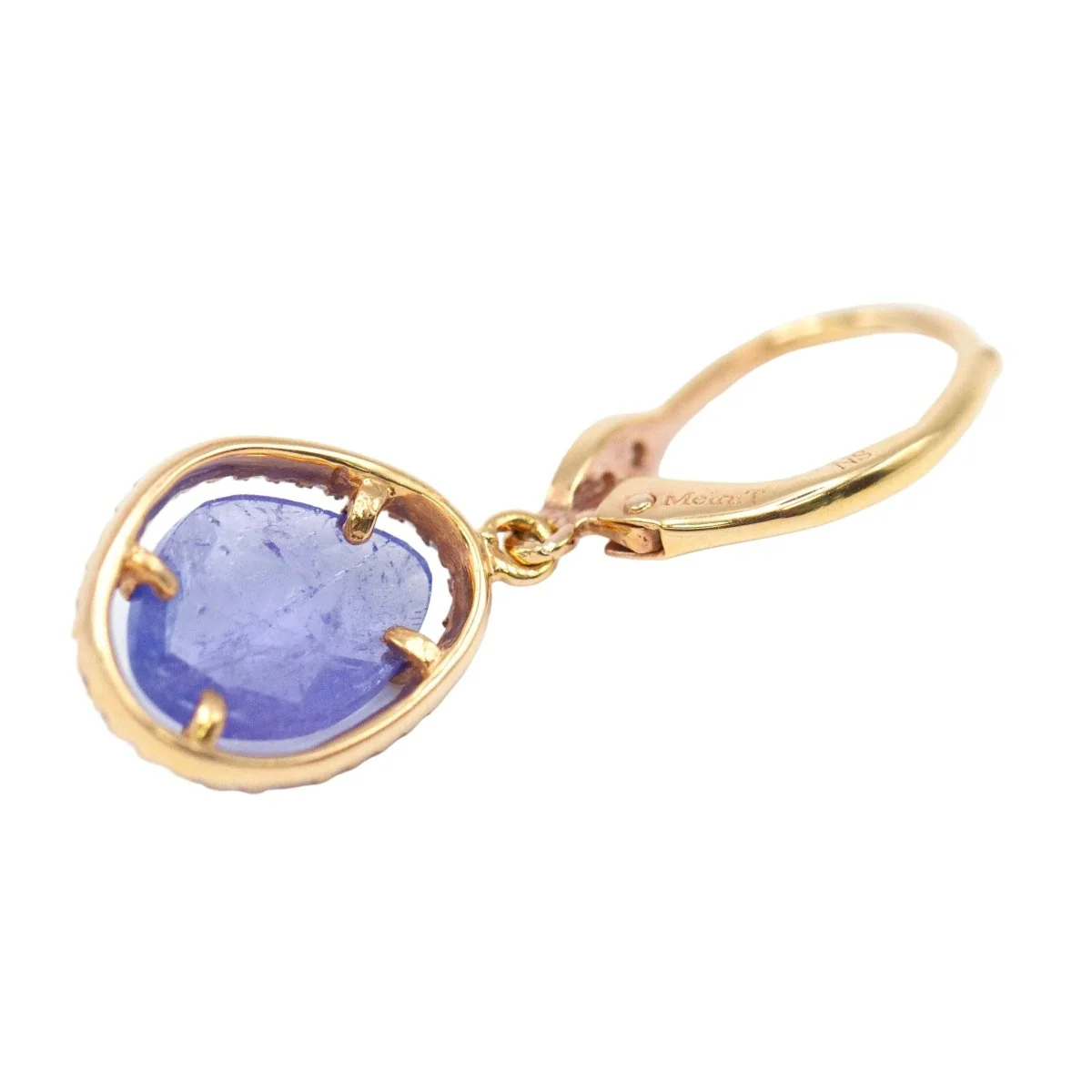Boucles d'oreilles Dormeuses en or jaune, tanzanites et diamants - Image 5