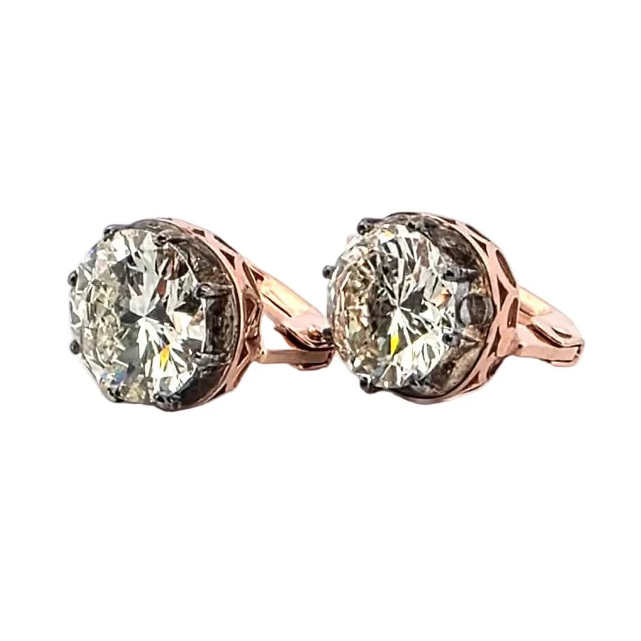 Boucles d'oreilles Dormeuses en or rose, argent et diamants - Image 3