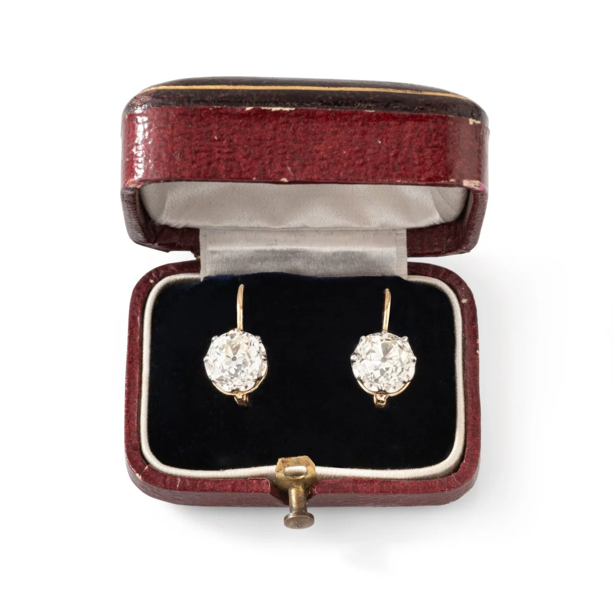 Boucles d'oreilles Dormeuses en or rose, platine et diamants - Image 4