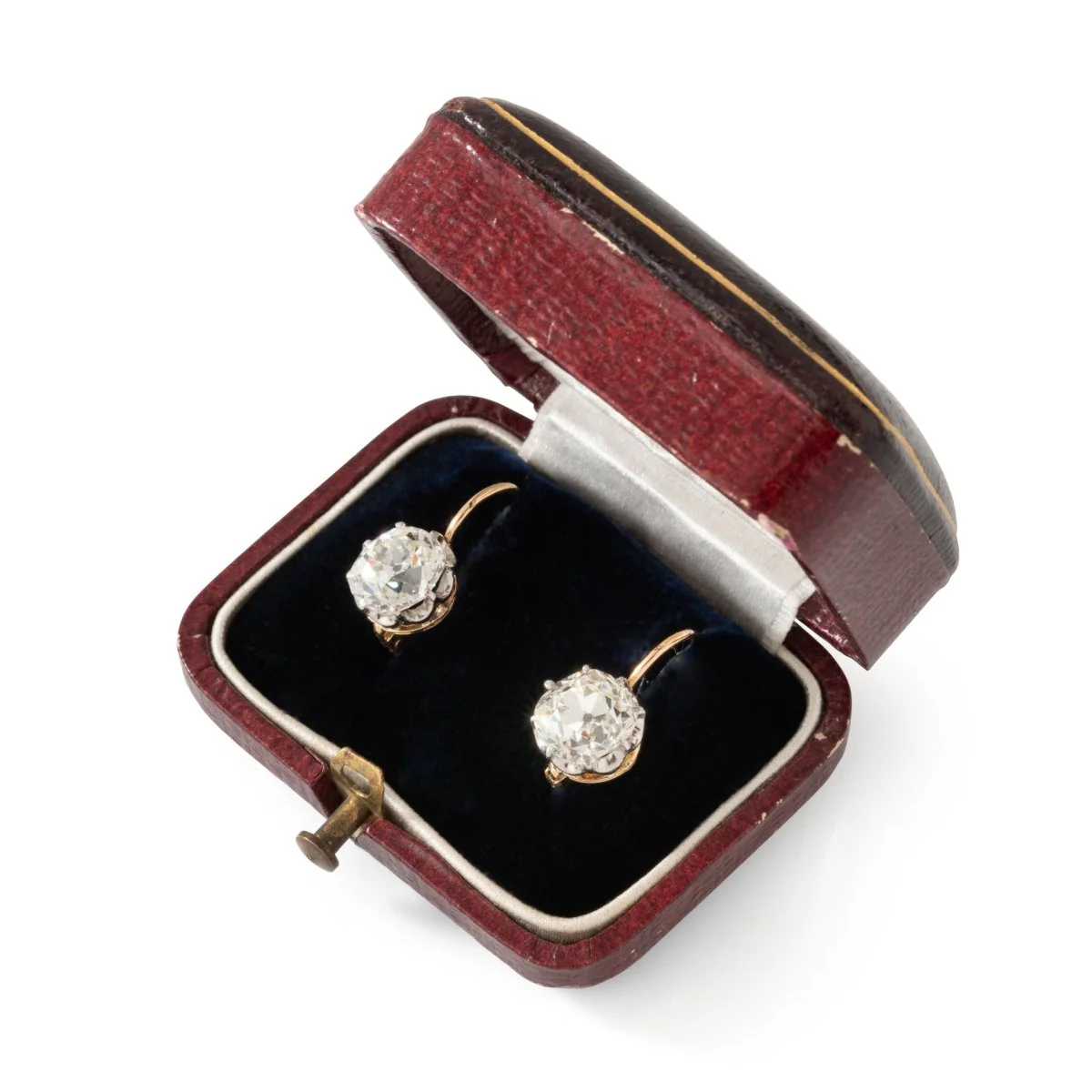 Boucles d'oreilles Dormeuses en or rose, platine et diamants - Image 5