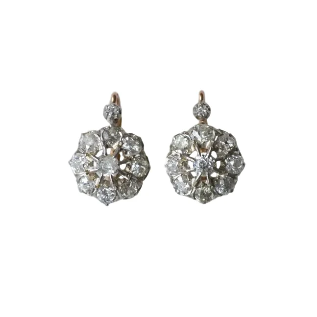 Boucles d'Oreilles Marguerite Diamants 3.00 Cts
