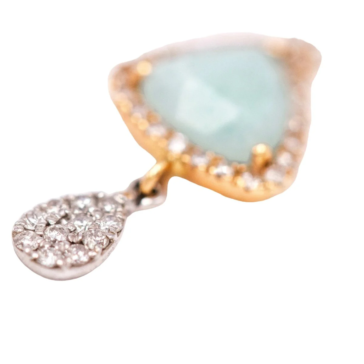 Boucles d'oreilles Dormeuses MEIRAT en or jaune, or blanc, amazonites et diamants - Image 4