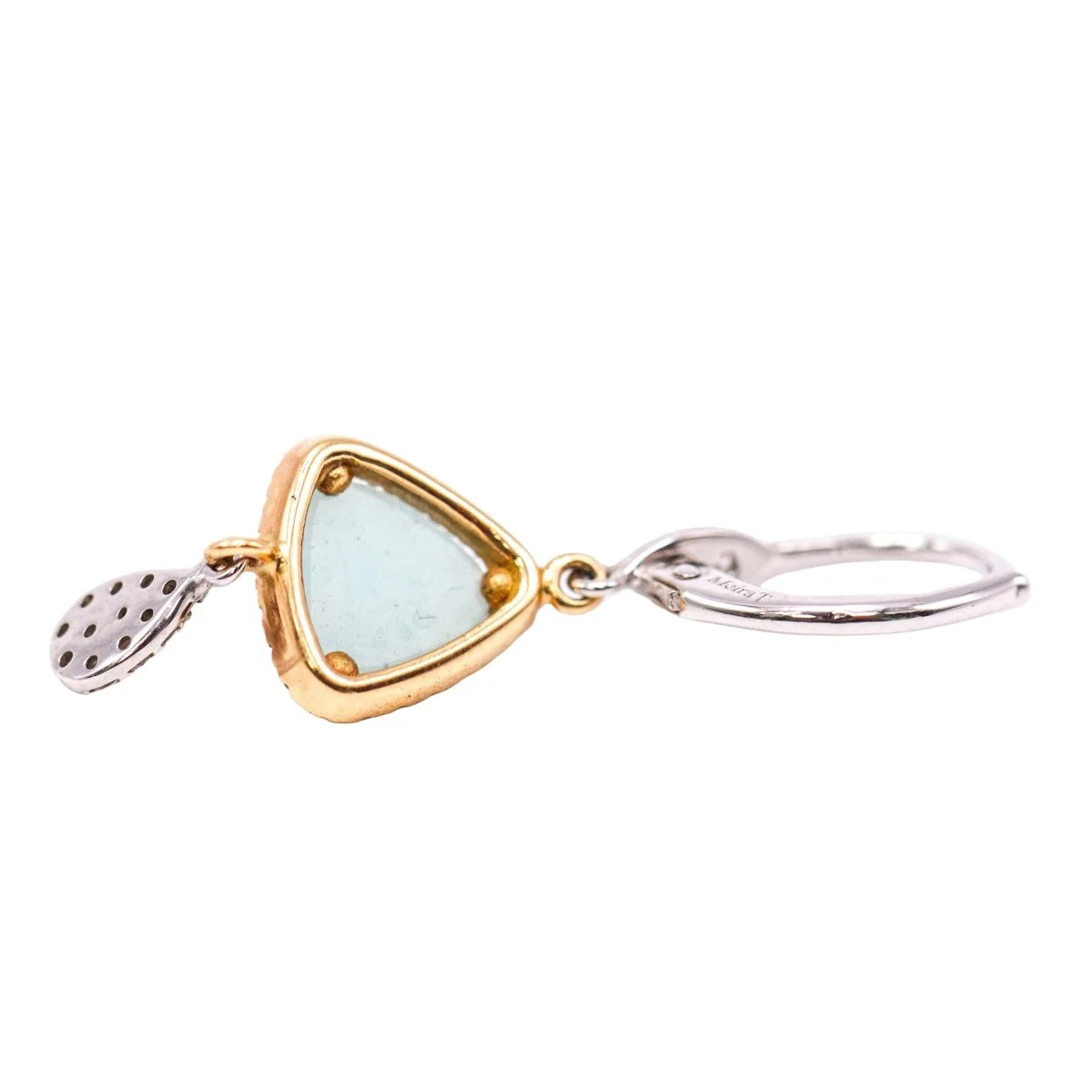 Boucles d'oreilles Dormeuses MEIRAT en or jaune, or blanc, amazonites et diamants - Image 5