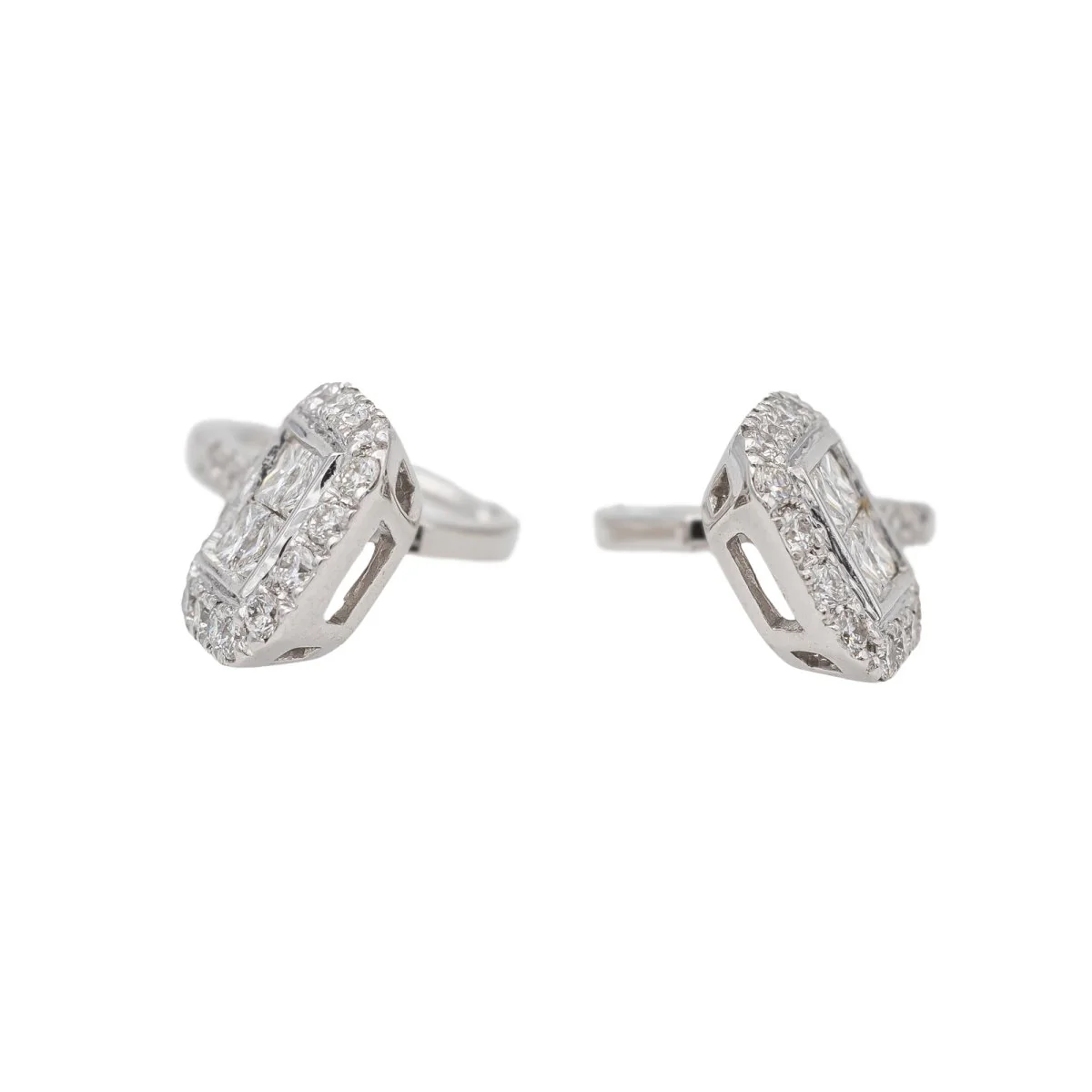 Boucles d'oreilles Dormeuses Or blanc Diamant - Image 4