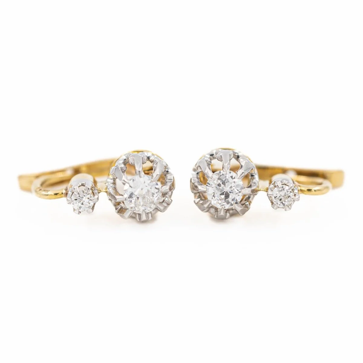 Boucles d'oreilles Dormeuses en or jaune et diamants