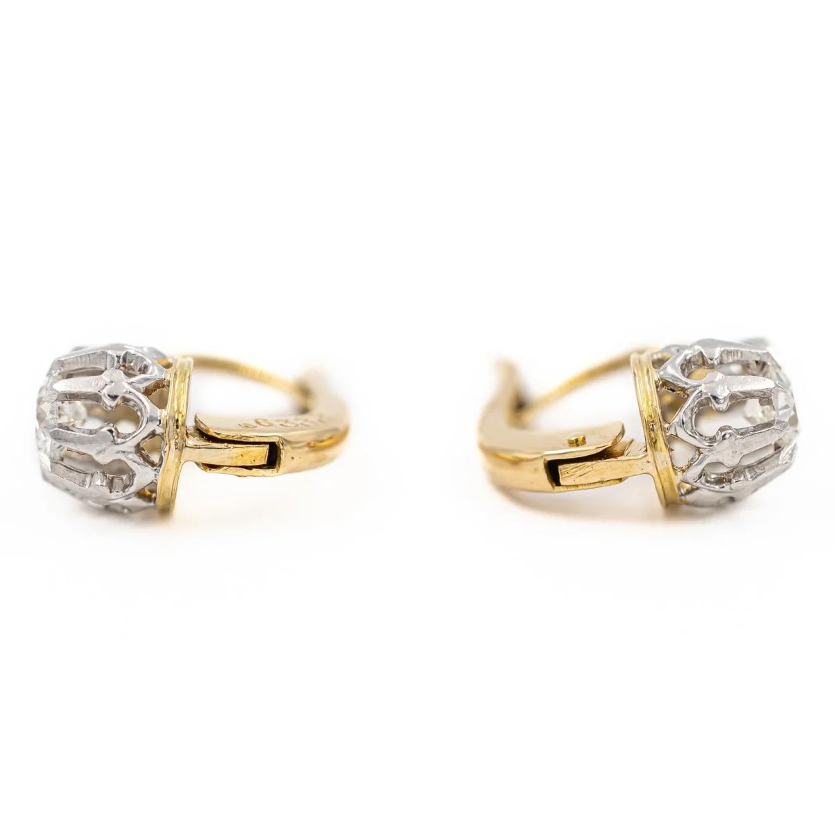 Boucles d'oreilles Dormeuses en or jaune et diamants - Image 2
