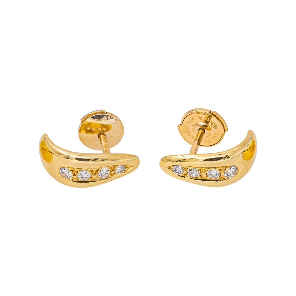 Boucles d'oreilles Dormeuses en or jaune et diamants - Image 3