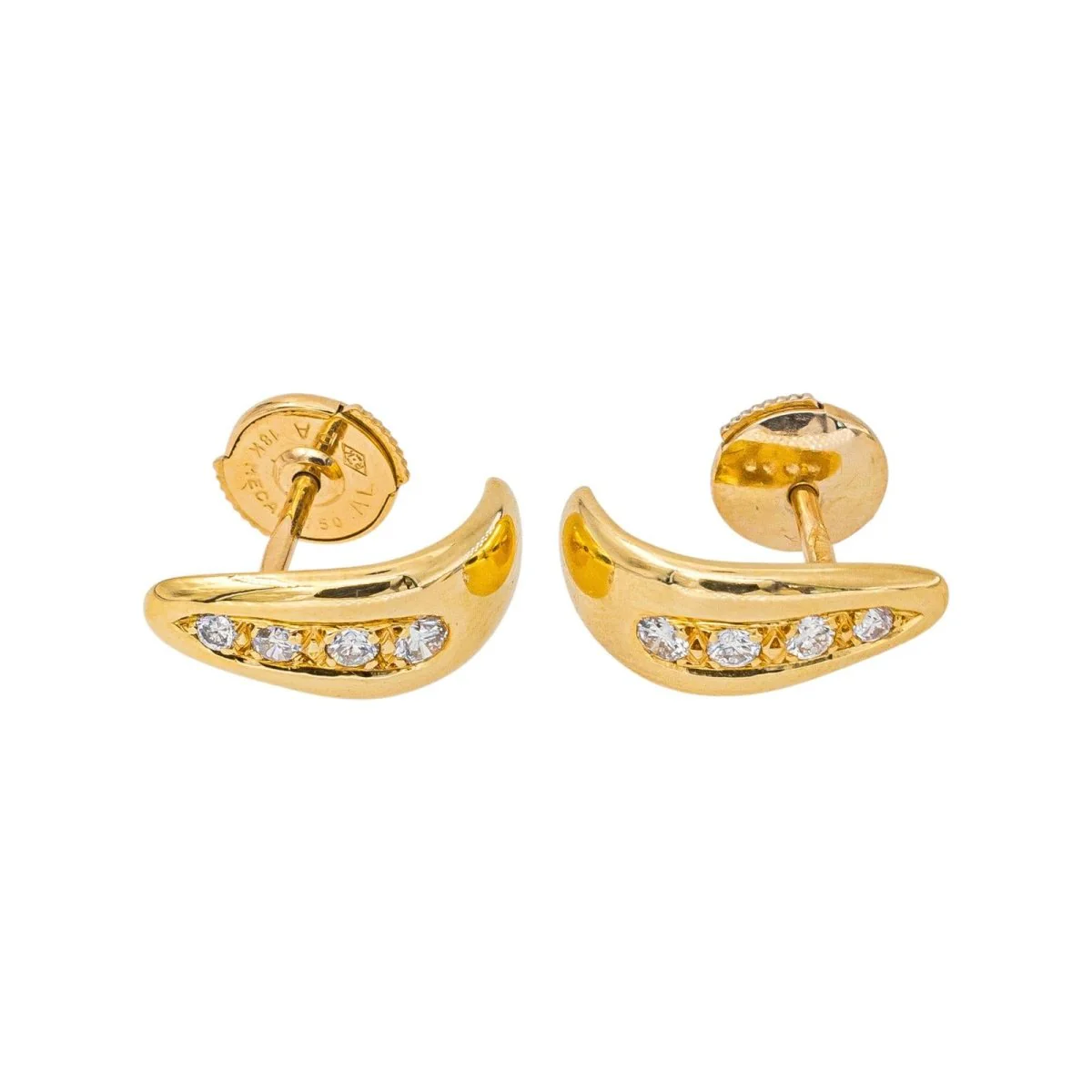 Boucles d'oreilles Dormeuses en or jaune et diamants - Image 4