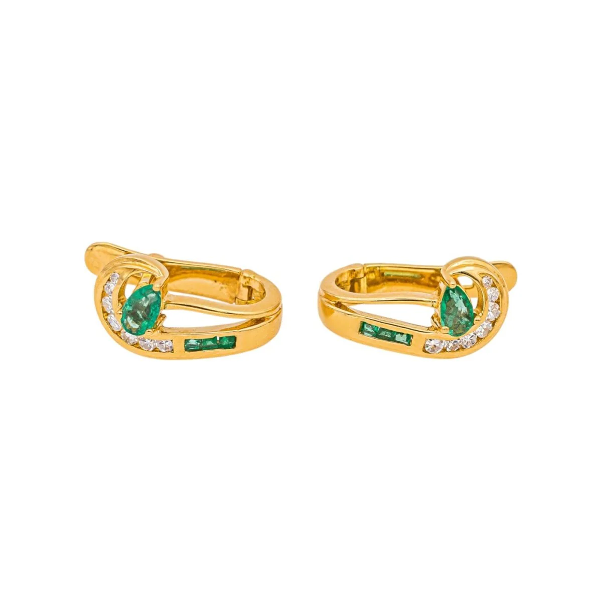 Boucles d'oreilles  Dormeuses Or jaune  Emeraude - Image 10