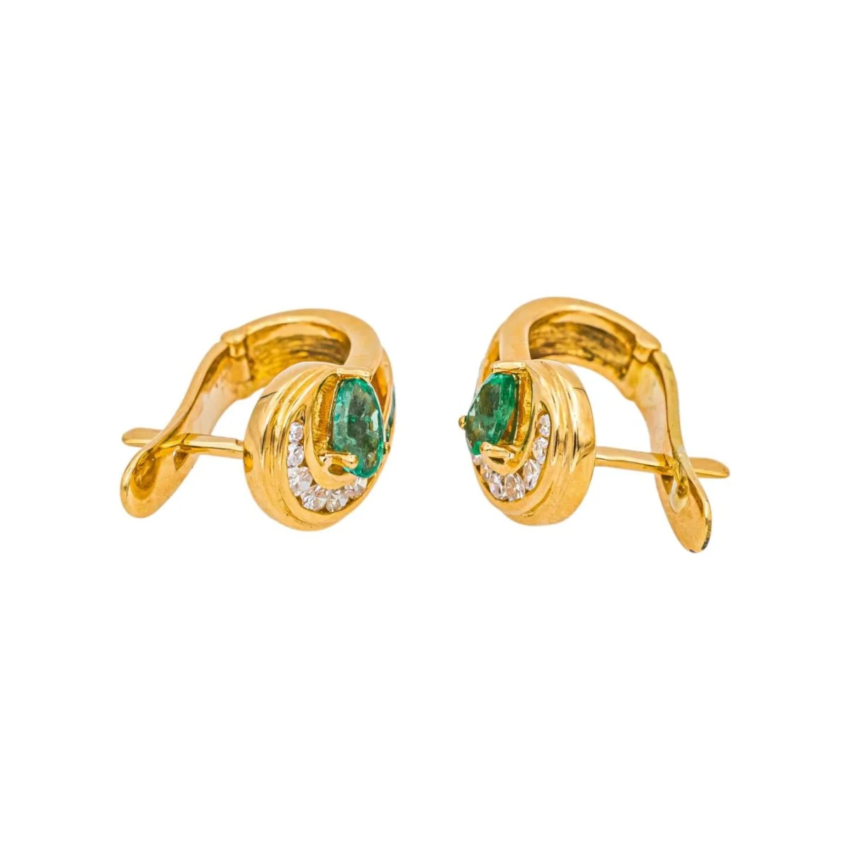 Boucles d'oreilles  Dormeuses Or jaune  Emeraude - Image 11