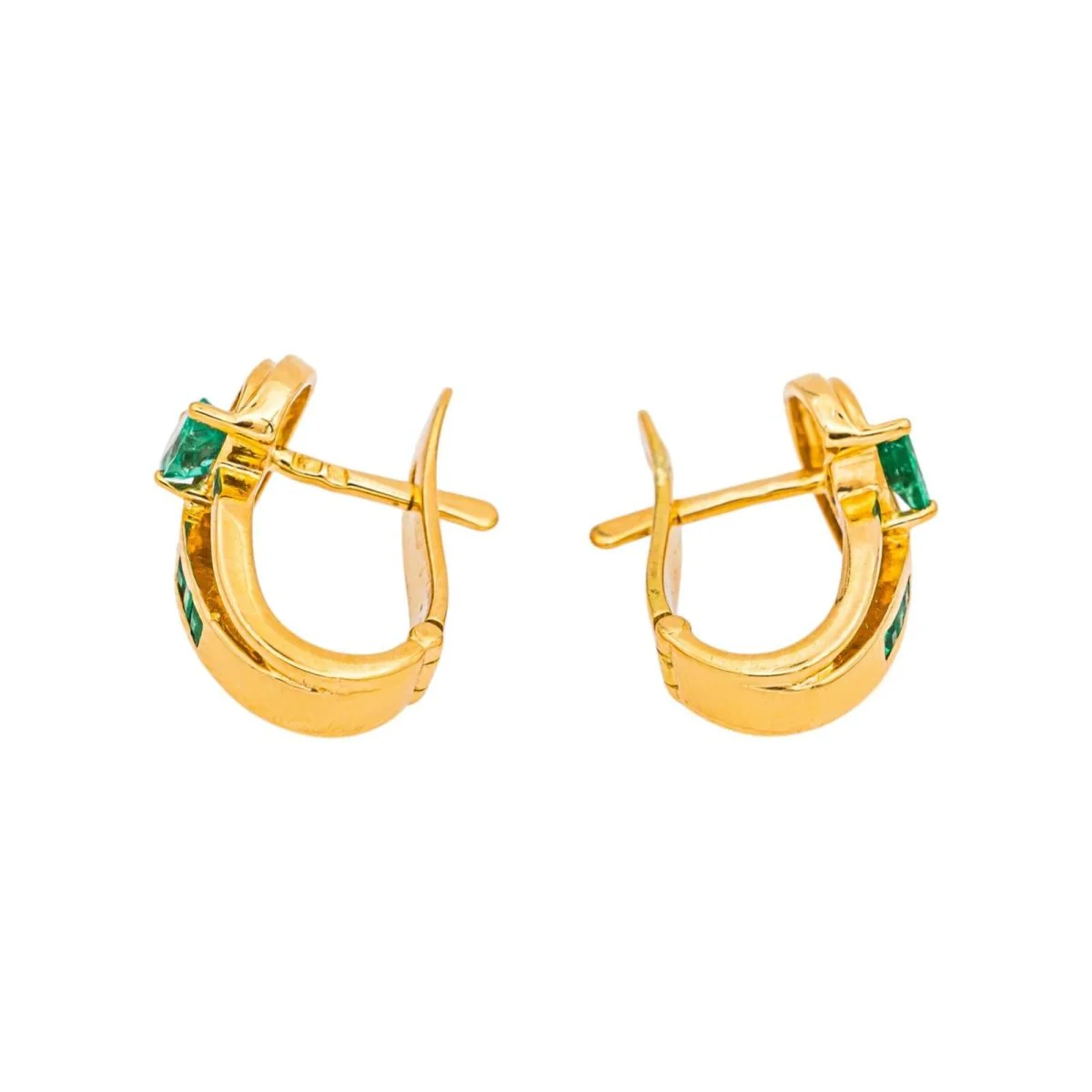 Boucles d'oreilles  Dormeuses Or jaune  Emeraude - Image 12