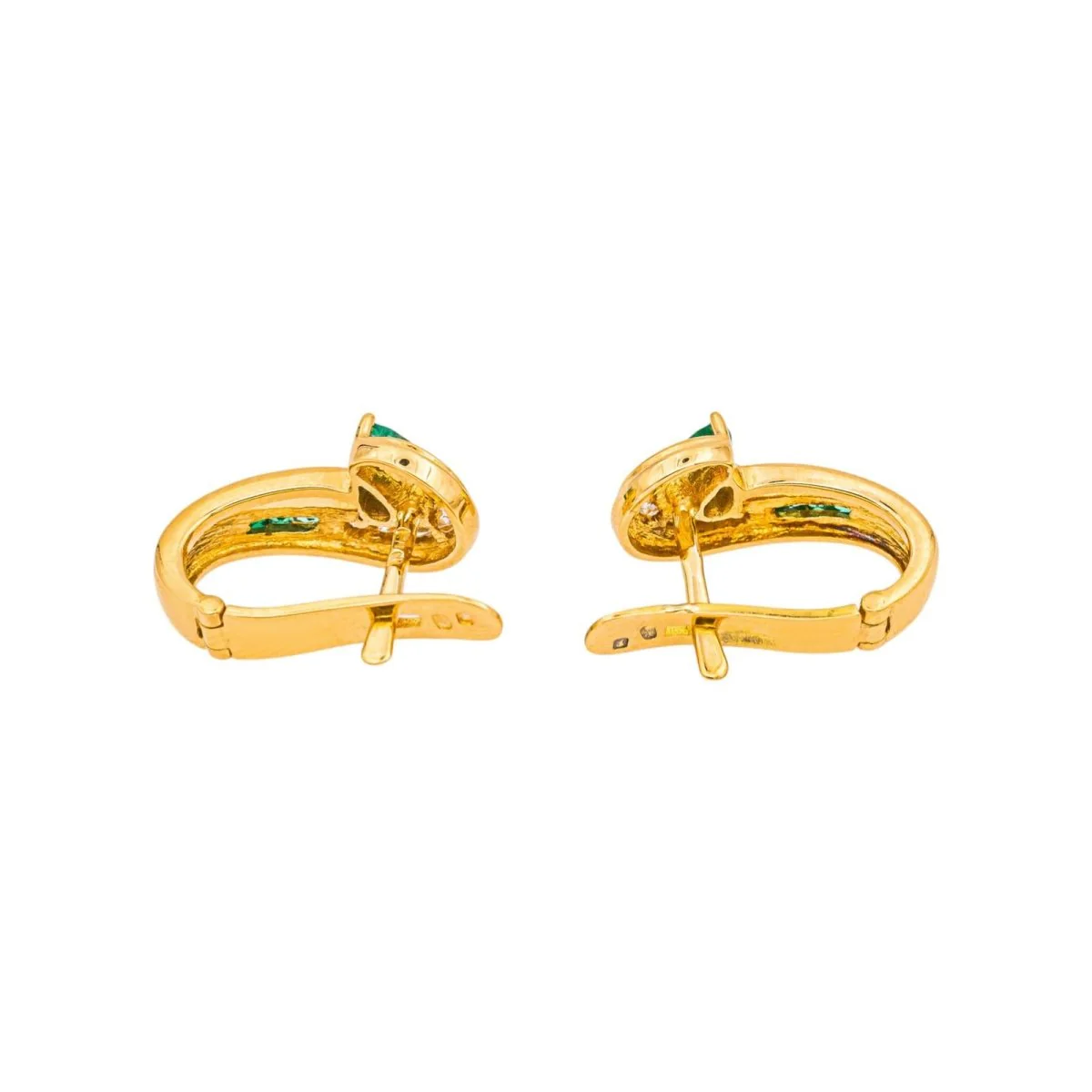 Boucles d'oreilles  Dormeuses Or jaune  Emeraude - Image 13