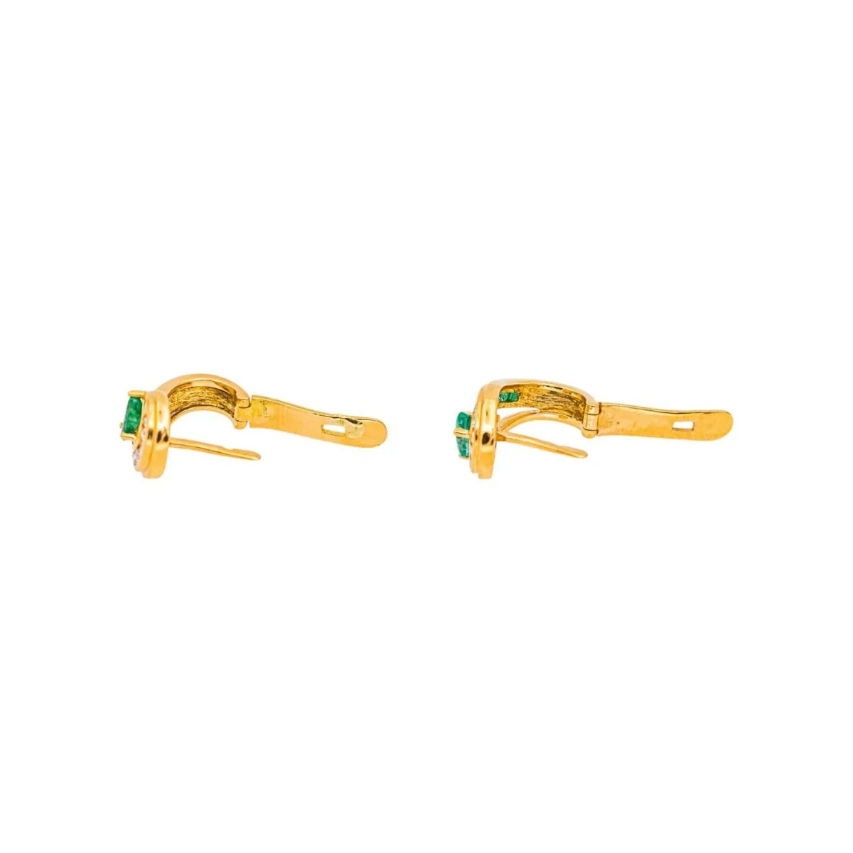 Boucles d'oreilles  Dormeuses Or jaune  Emeraude - Image 14