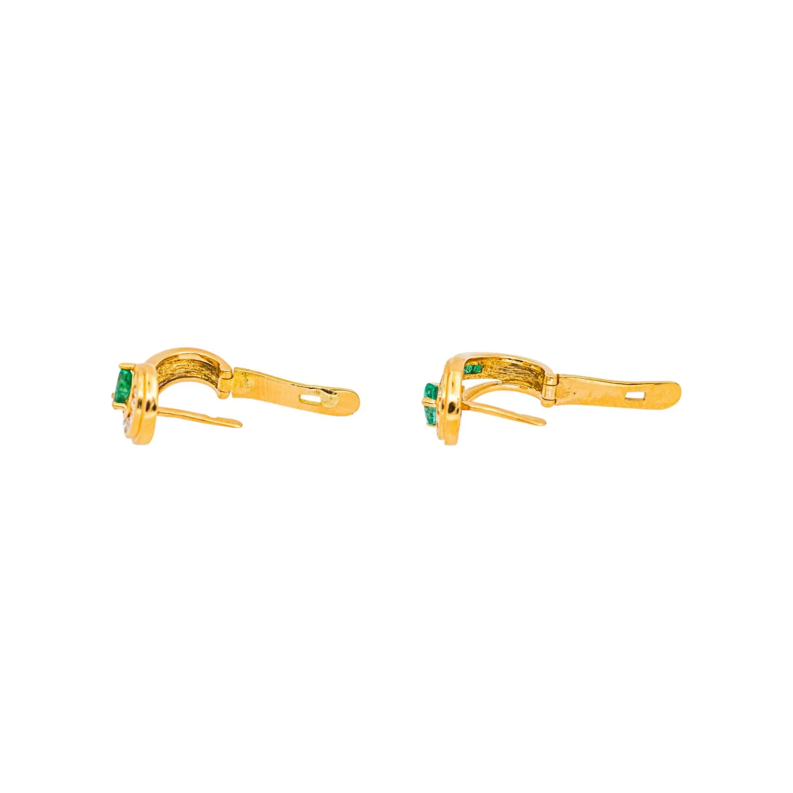 Boucles d'oreilles  Dormeuses Or jaune  Emeraude - Image 7