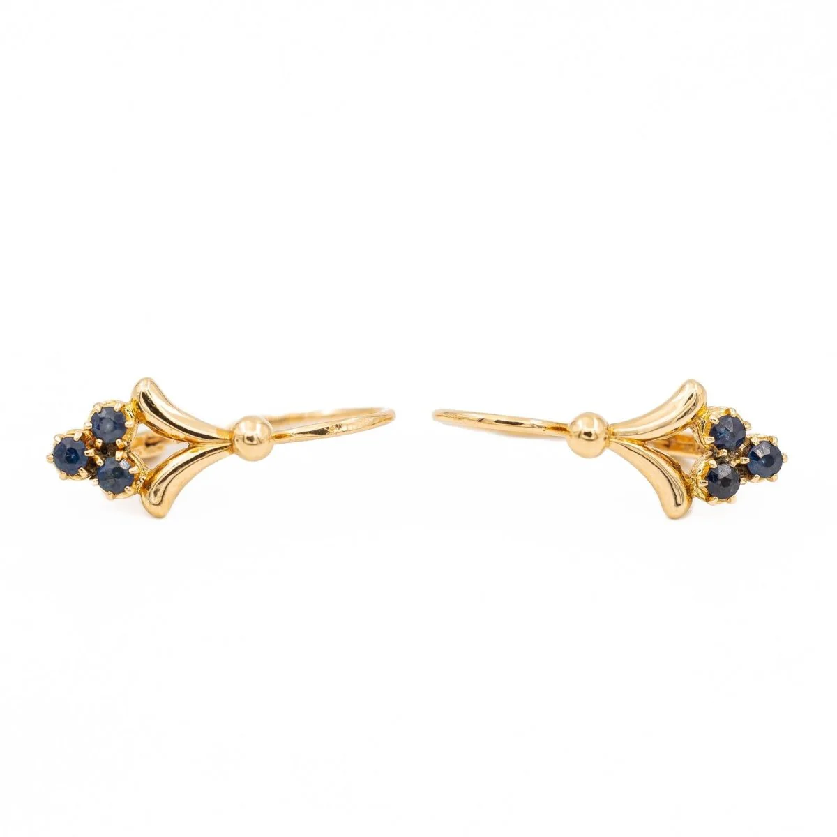 Boucles d'oreilles Dormeuses or jaune  Saphir - Image 3