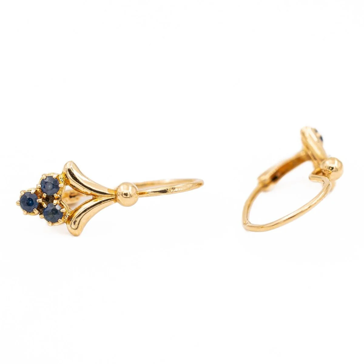 Boucles d'oreilles Dormeuses or jaune  Saphir - Image 4
