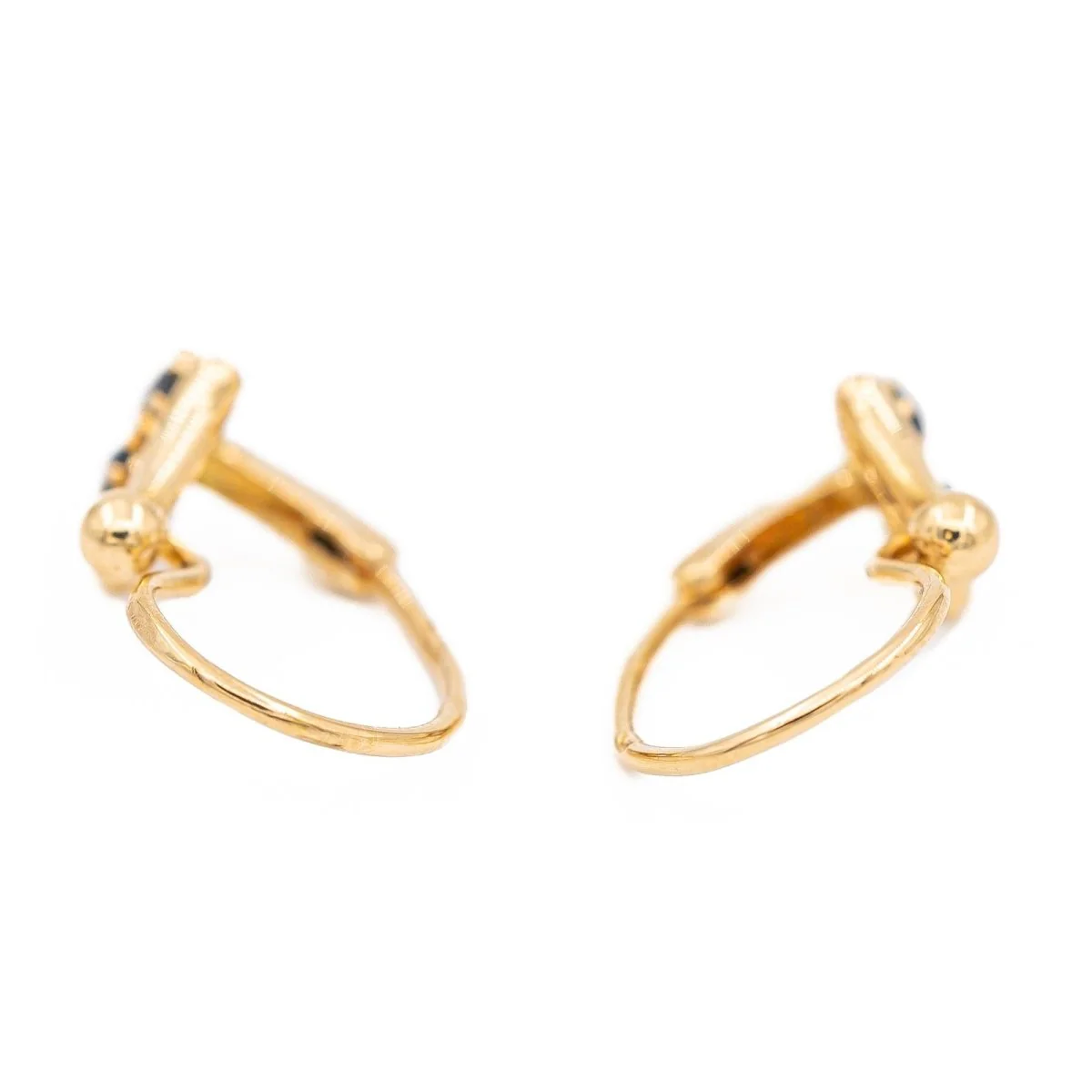 Boucles d'oreilles Dormeuses or jaune  Saphir - Image 5
