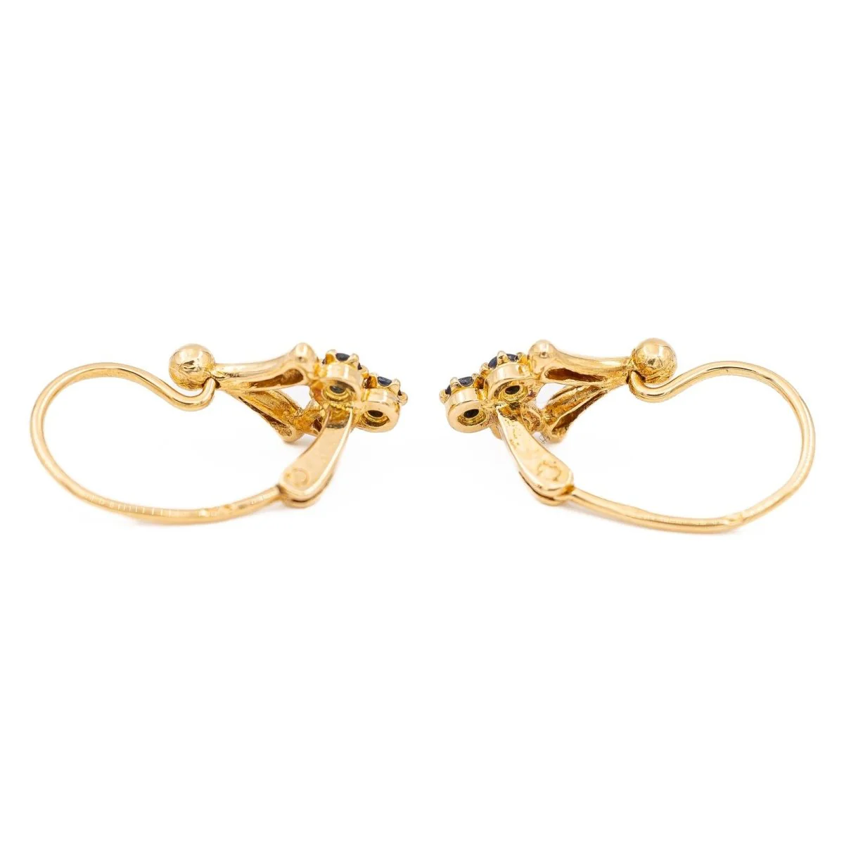 Boucles d'oreilles Dormeuses or jaune  Saphir - Image 6