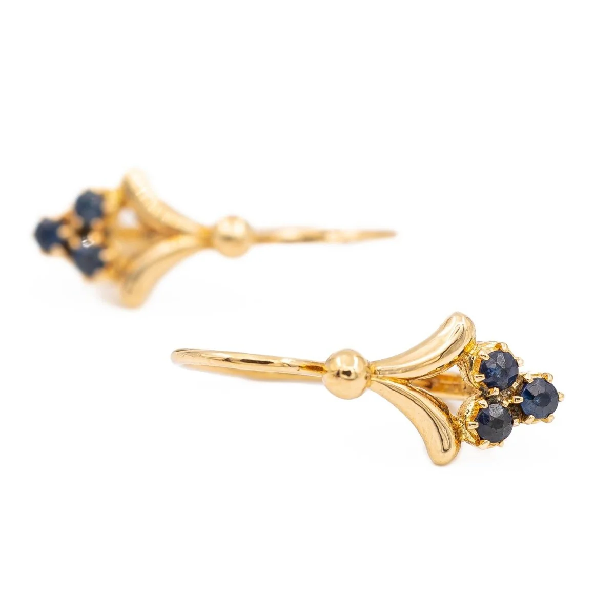 Boucles d'oreilles Dormeuses or jaune  Saphir - Image 7