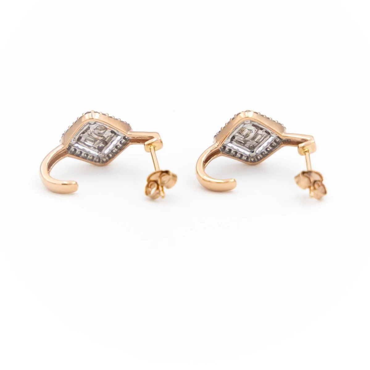 Boucles d'oreilles Dormeuses en or rose et diamants - Image 3