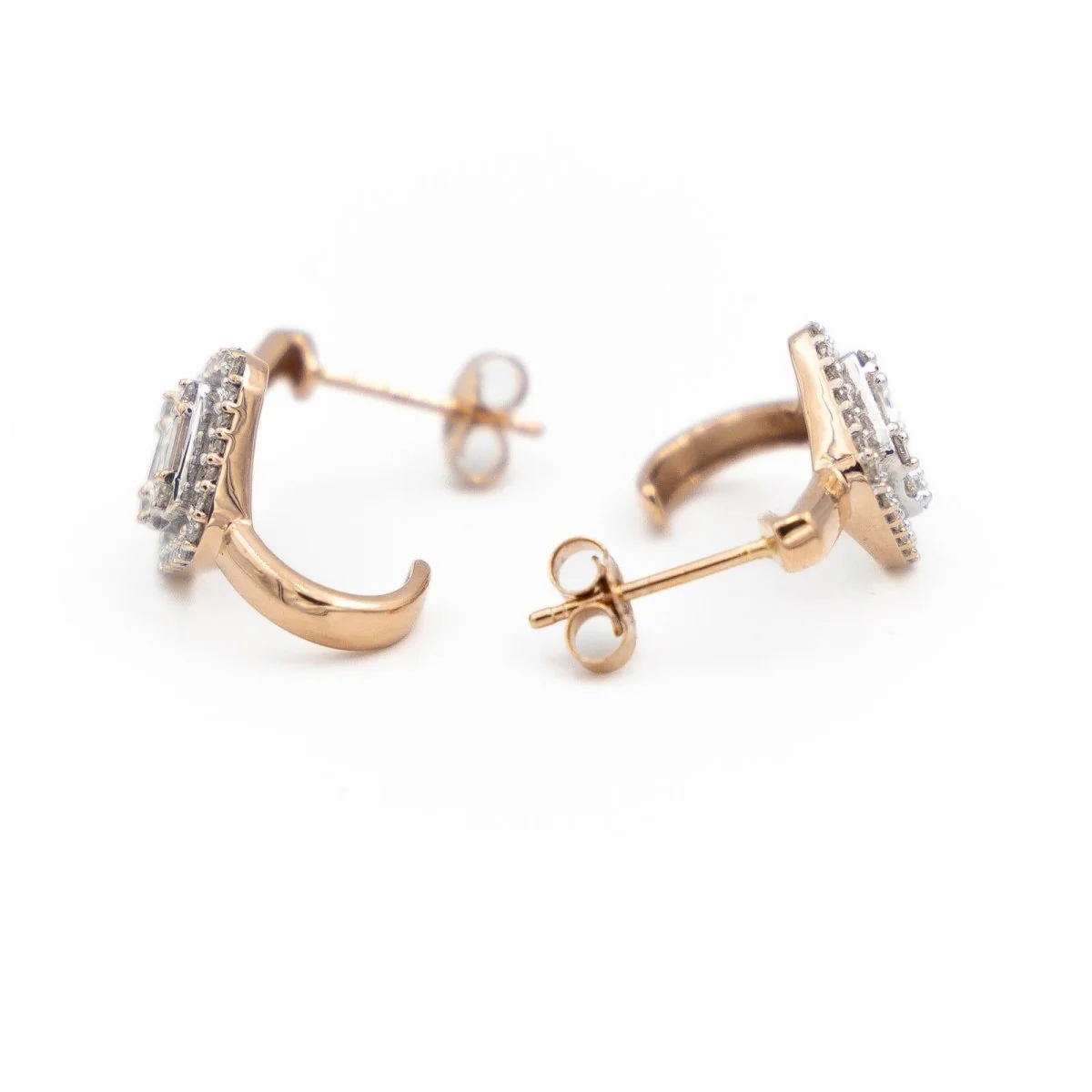 Boucles d'oreilles Dormeuses en or rose et diamants - Image 4