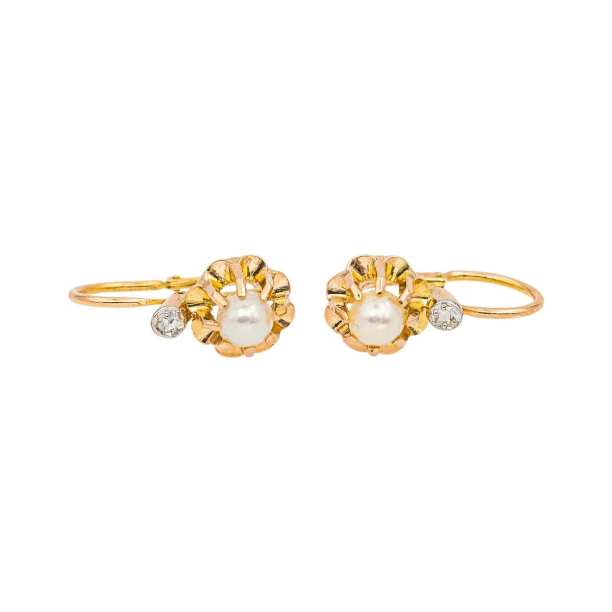 Boucles d'oreilles Dormeuses en or rose et perles - Image 3