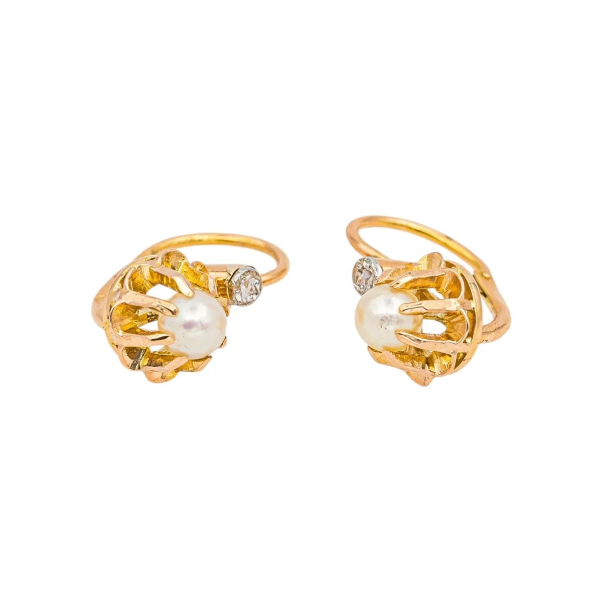 Boucles d'oreilles Dormeuses en or rose et perles - Image 4