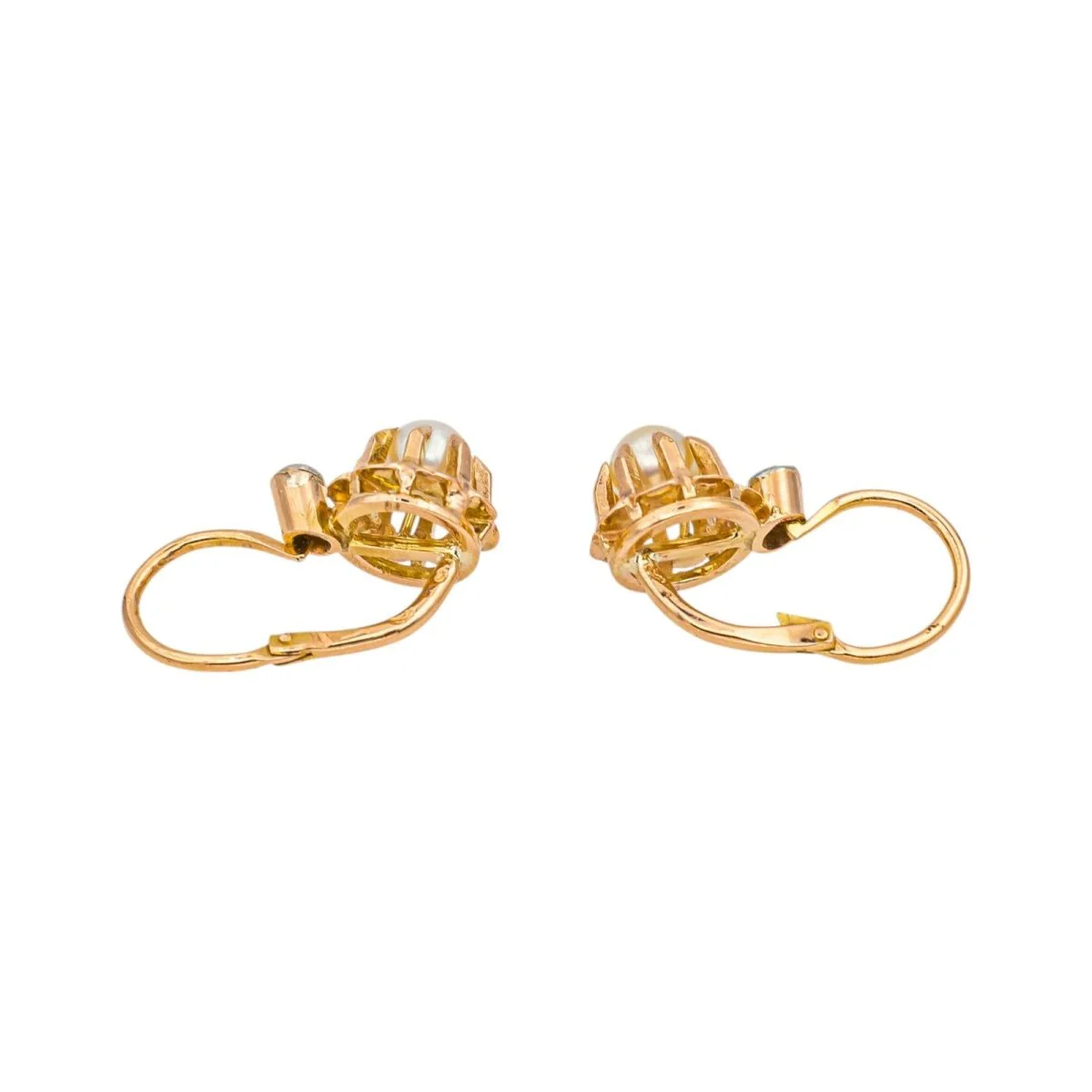 Boucles d'oreilles Dormeuses en or rose et perles - Image 5