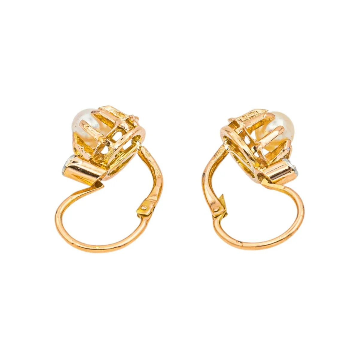 Boucles d'oreilles Dormeuses en or rose et perles - Image 6
