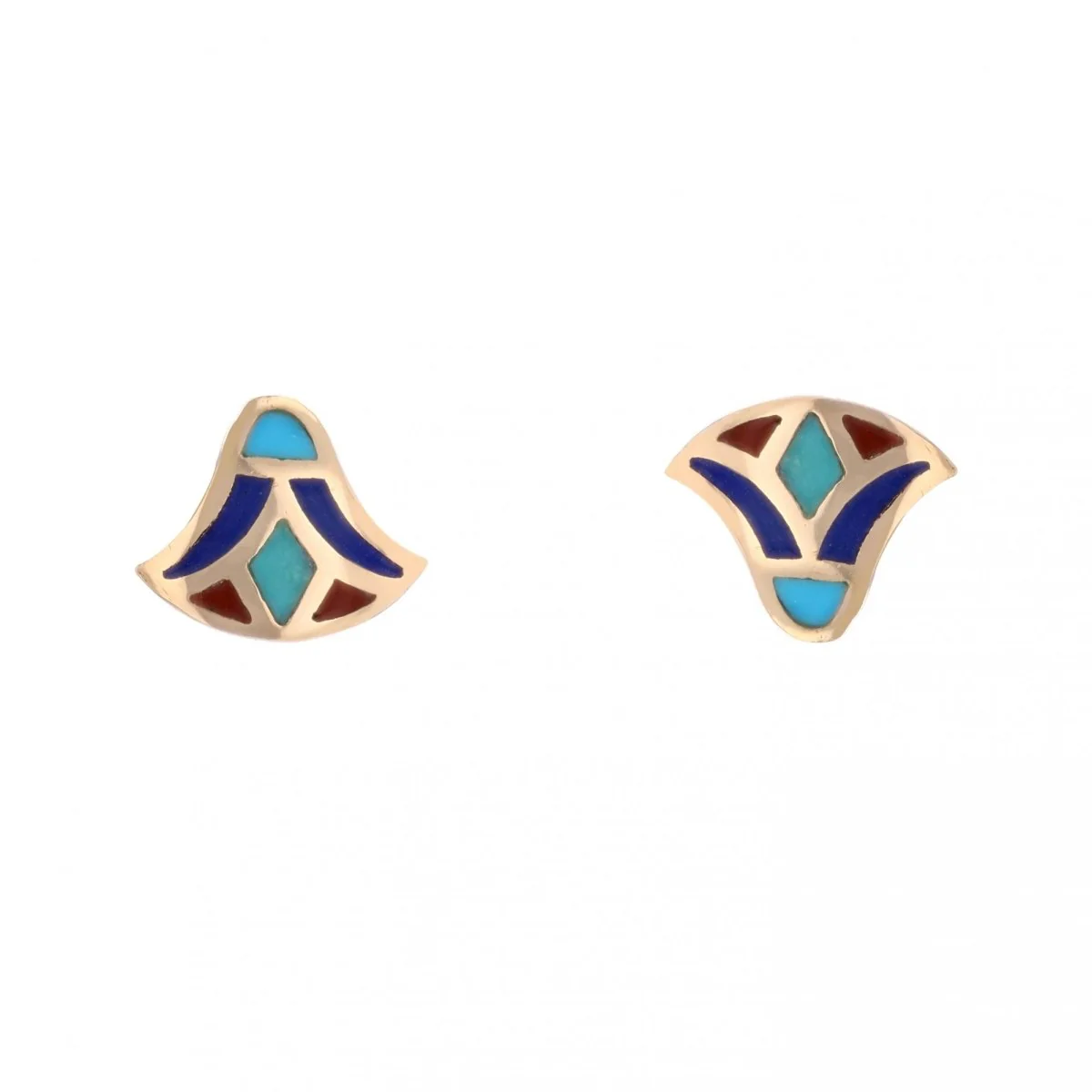 Boucles d'oreilles égyptiennes en or jaune et émail