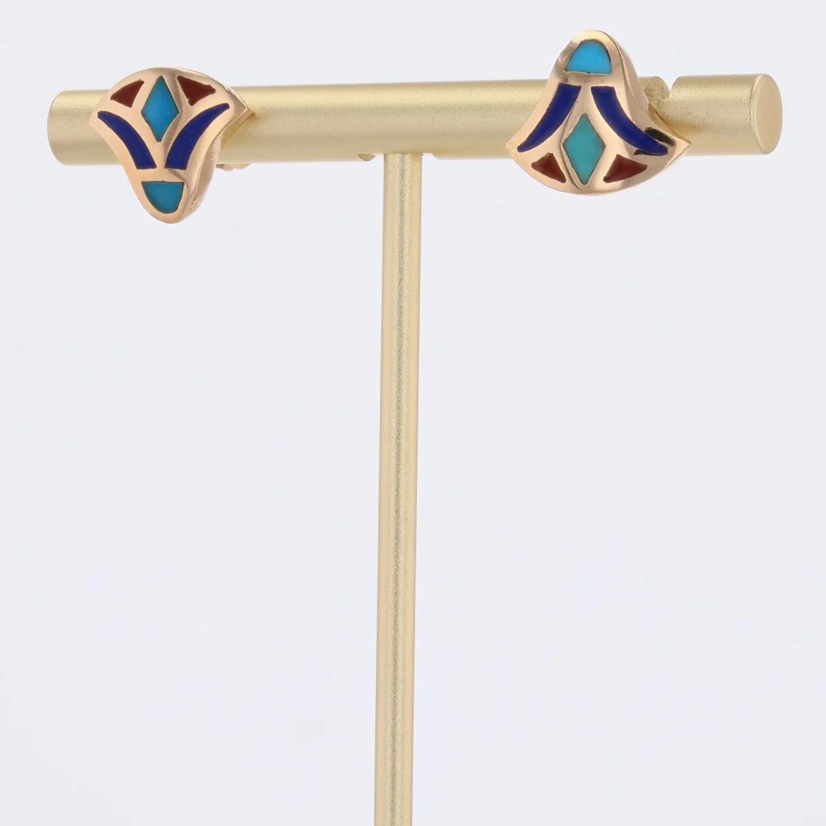 Boucles d'oreilles égyptiennes en or jaune et émail - Image 4