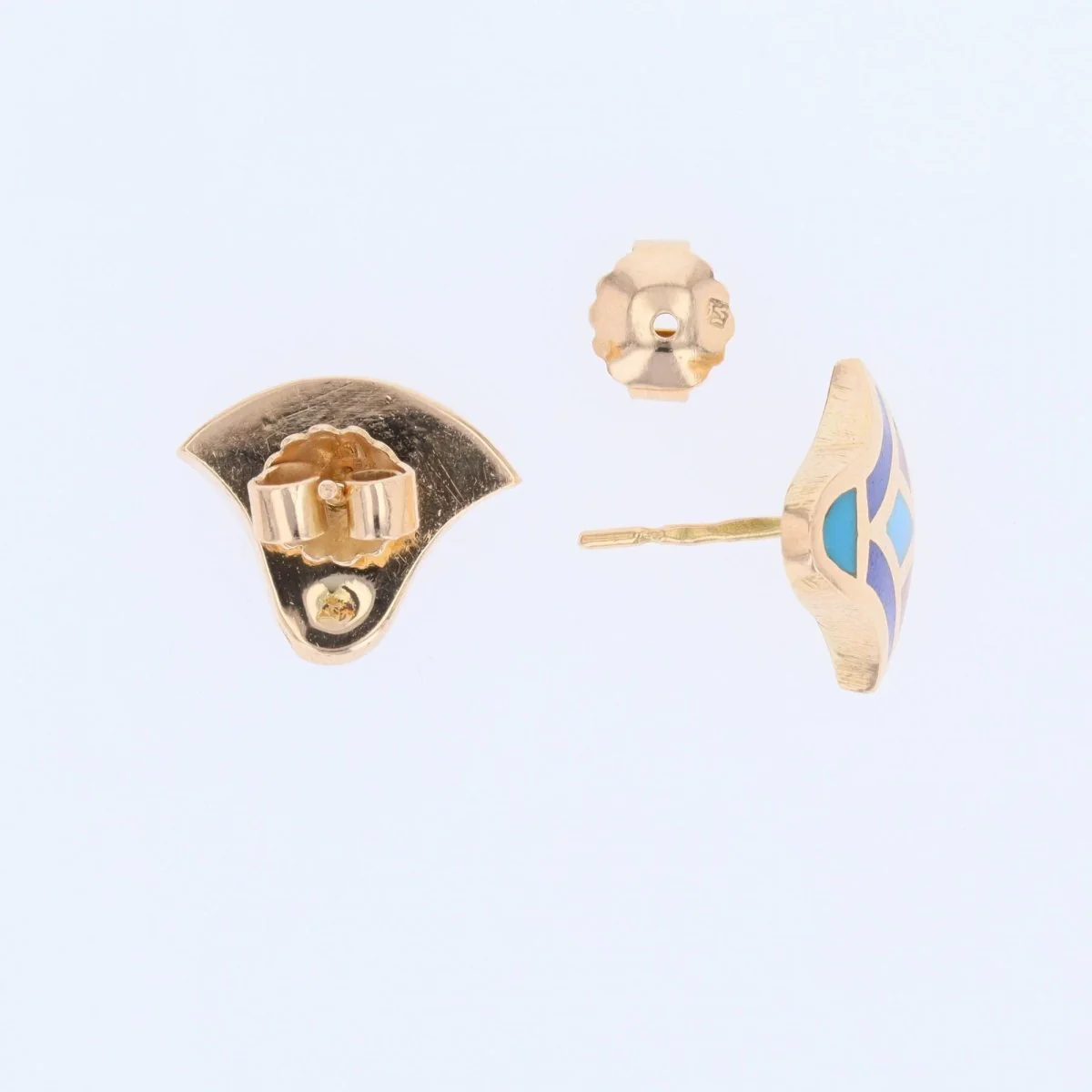 Boucles d'oreilles égyptiennes en or jaune et émail - Image 8