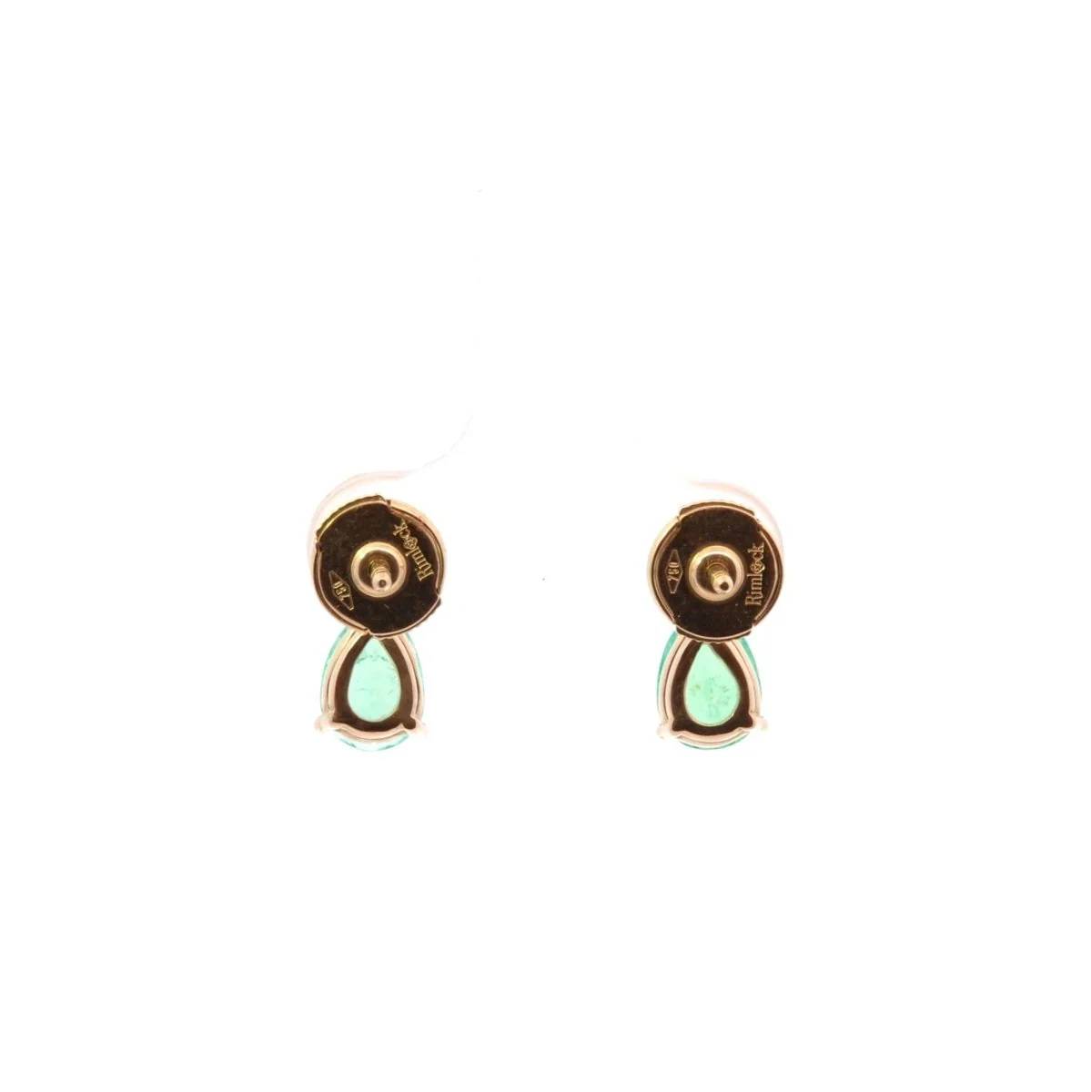 Boucles d'oreilles en or jaune, émeraudes et diamants - Image 2