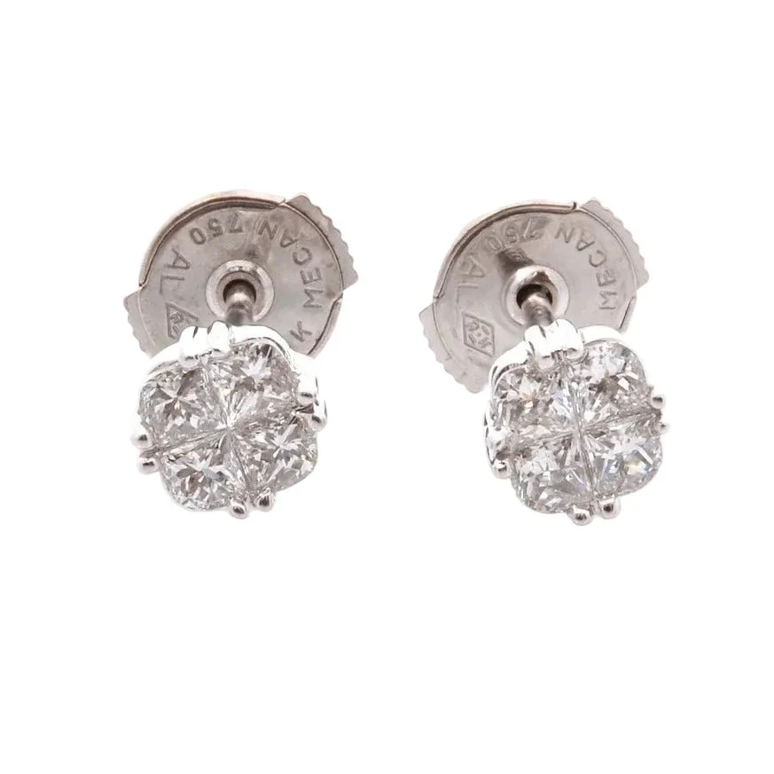 Boucles d'oreilles Puces en or blanc et diamants