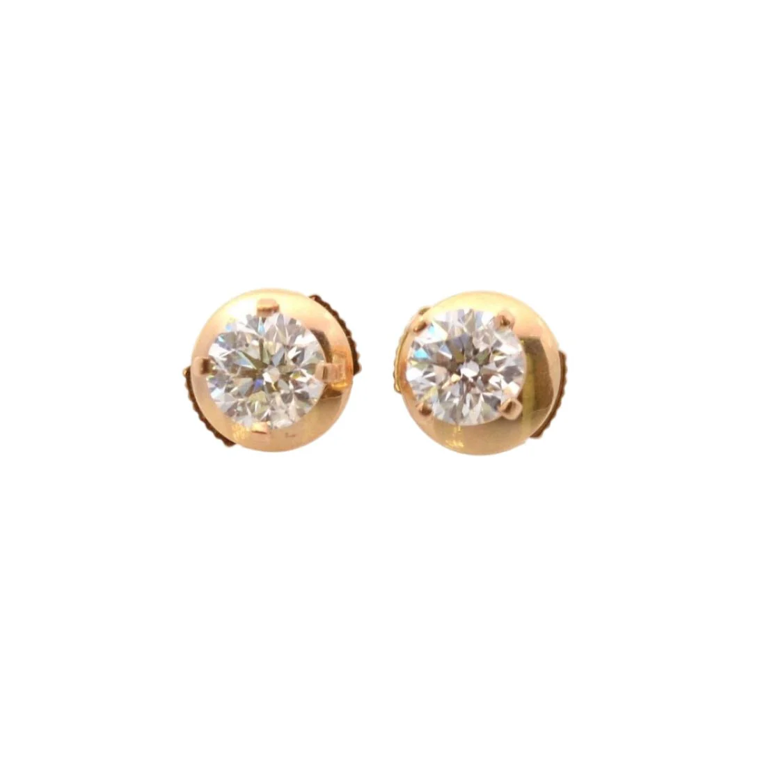Boucles d'oreilles Puces en or jaune et diamants - Image 2