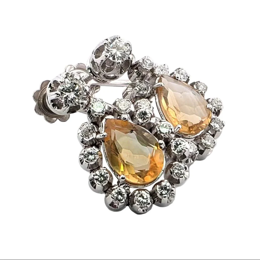 Boucles d'oreilles en or blanc, citrines et diamants - Image 3