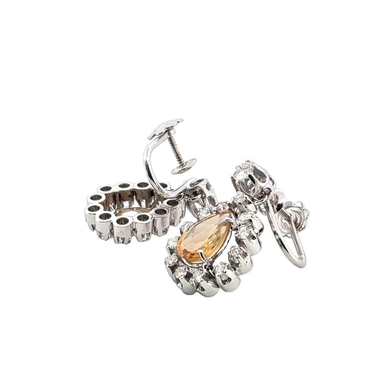 Boucles d'oreilles en or blanc, citrines et diamants - Image 4