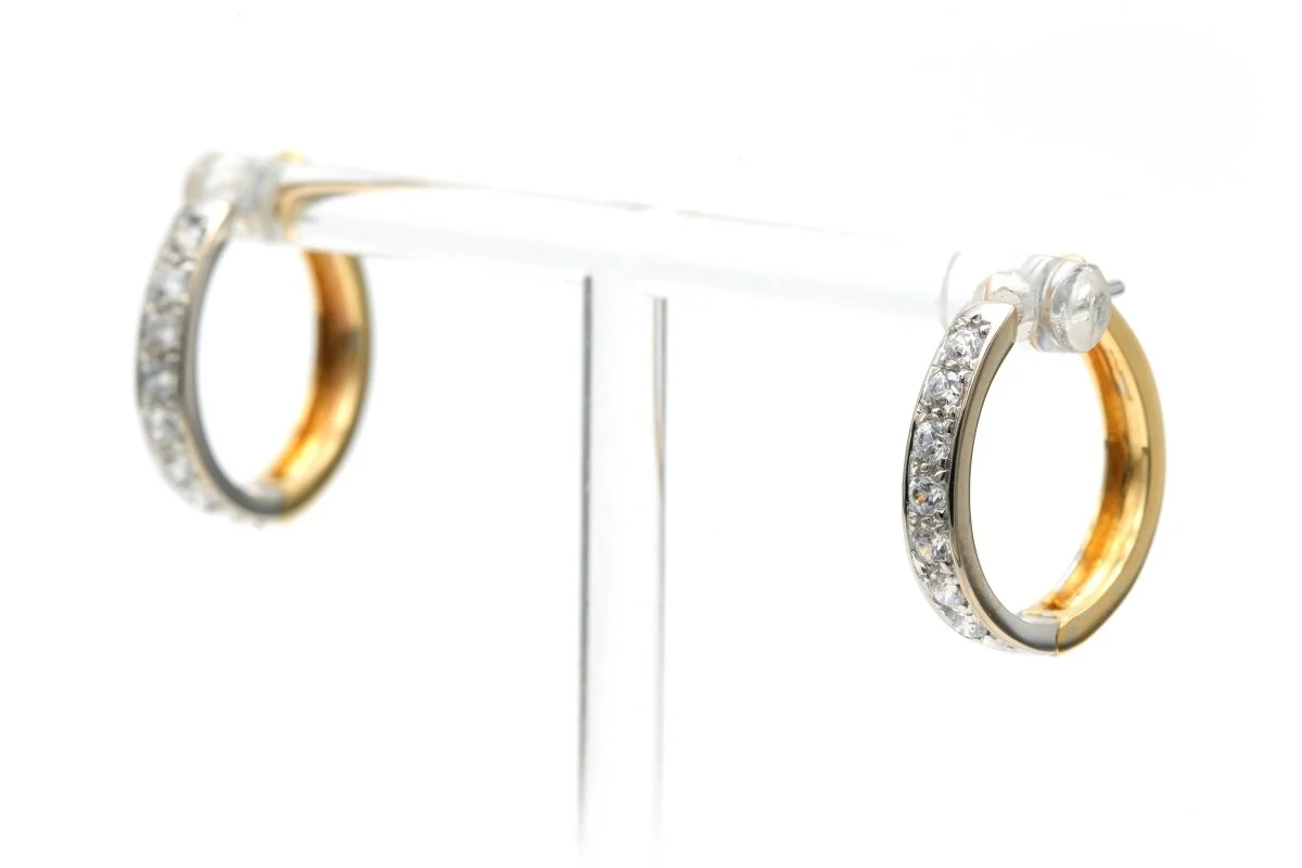 Boucles d'oreilles en or blanc, or jaune et diamants - Image 3