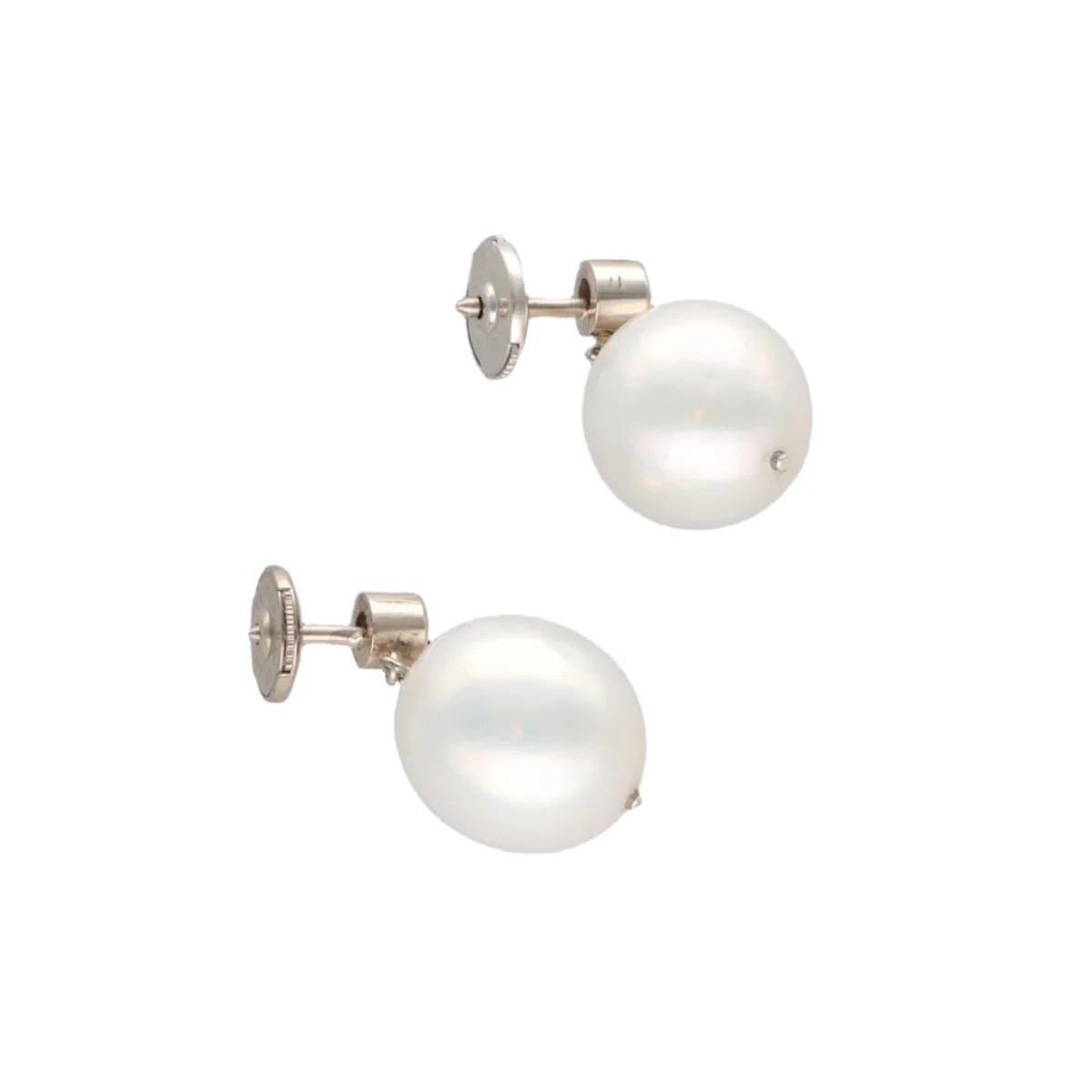 Boucles d'oreilles en or blanc, perles et diamants - Image 3