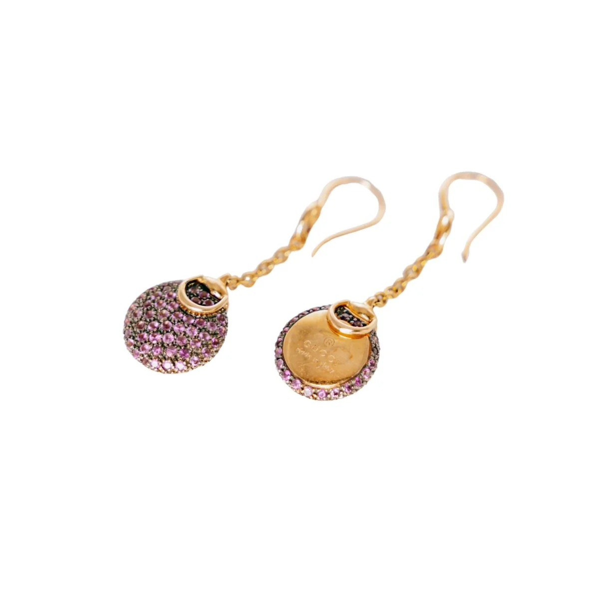 Boucles d'oreilles Pendantes GUCCI en or jaune et améthystes - Image 3