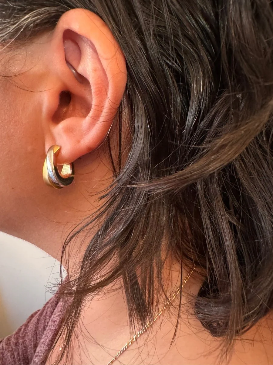 Boucles d'oreilles en or blanc et or jaune - Image 12