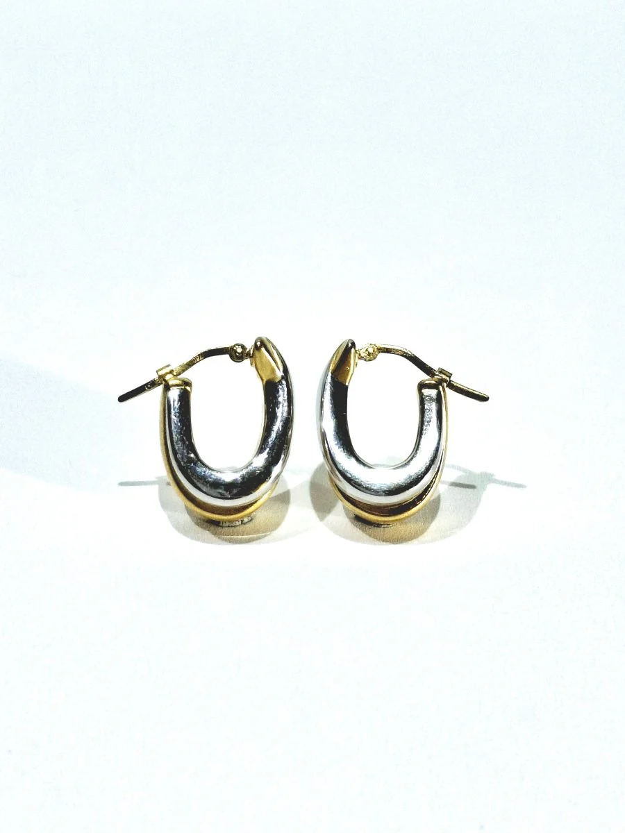 Boucles d'oreilles en or blanc et or jaune - Image 2