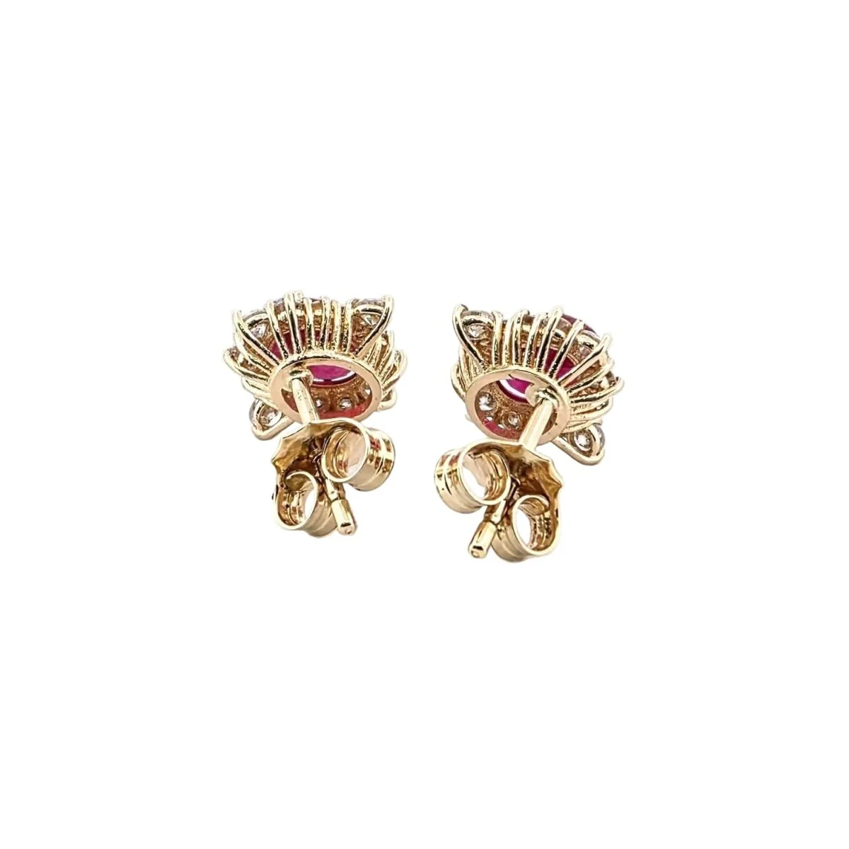 Boucles d'oreilles en or jaune, rubis et diamants - Image 3