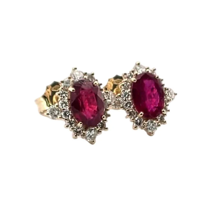 Boucles d'oreilles en or jaune, rubis et diamants - Image 4