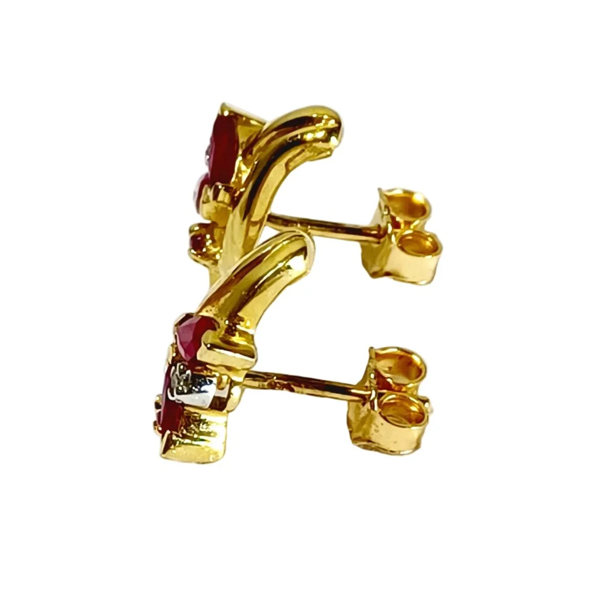 Boucles d'oreilles en or jaune, rubis et diamants - Image 4