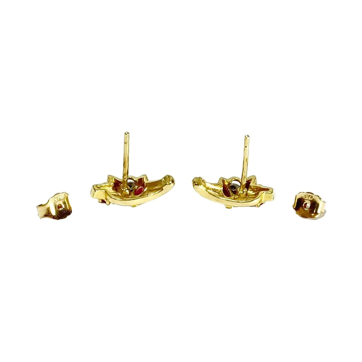 Boucles d'oreilles en or jaune, rubis et diamants - Image 6