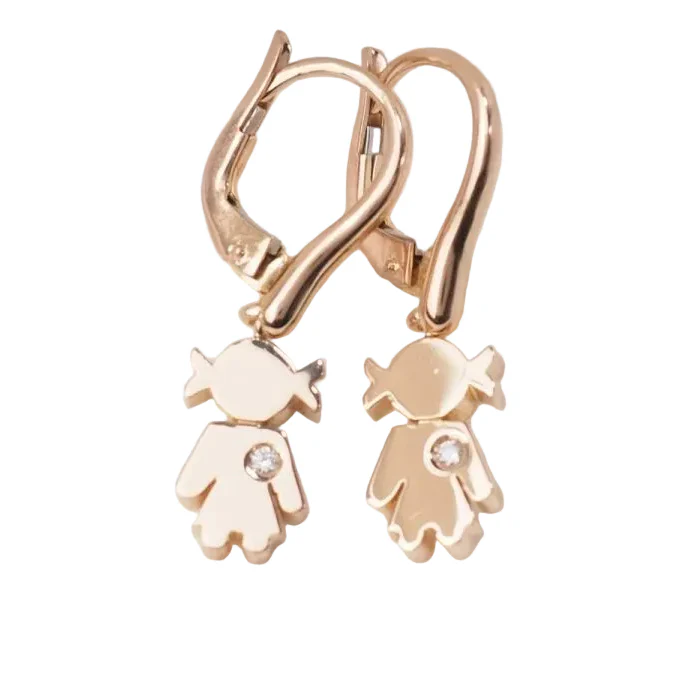 Boucles d'oreilles Dormeuses en or rose et diamants