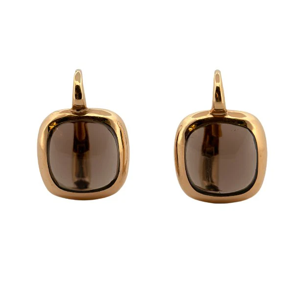 Boucles d'oreilles Dormeuses en or rose et pierre semi-précieuse