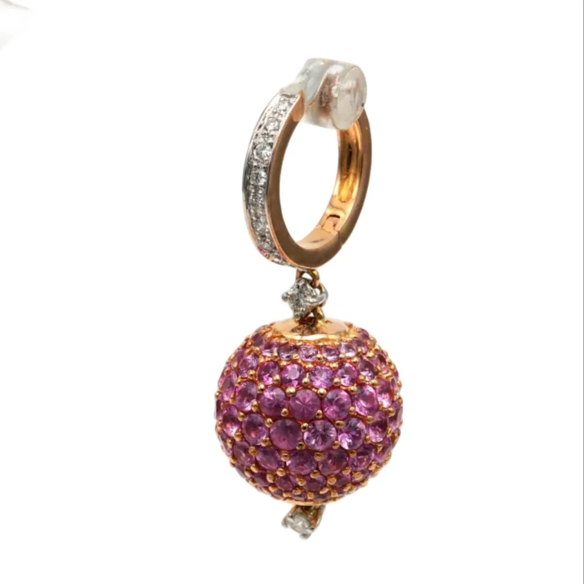 Boucles d'oreilles Créoles Pendantes en or rose, saphirs et diamants - Image 2