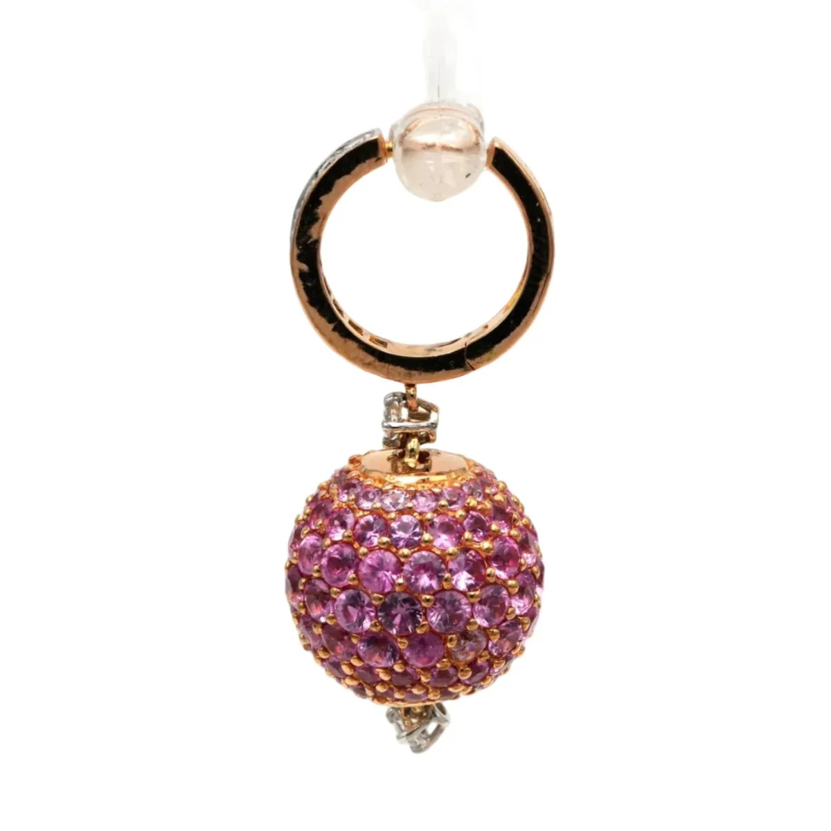 Boucles d'oreilles Créoles Pendantes en or rose, saphirs et diamants - Image 3